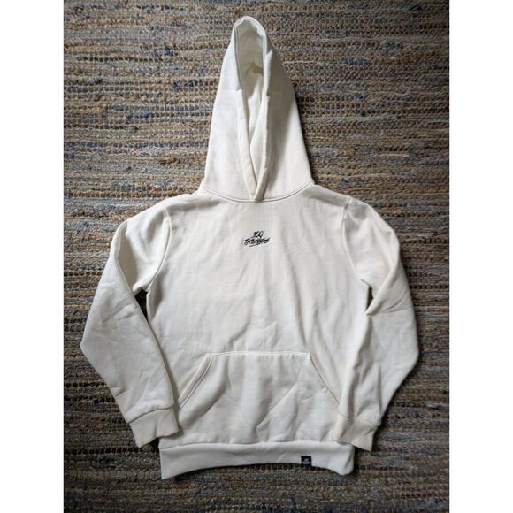 100 Thieves Center Logo Embroidered Hoodie White Thick Cotton Blend Cyber Grunge - Picture 3 of 12